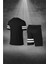 Büyük Beden Erkek Siyah Dri-Fit Kumaş Yürüyüş Için Konforlu Cepli Sıfır Yaka Tişört Şort Ikili Alt Üst Spor Seti 4XL-10XL 4
