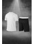 Büyük Beden Erkek Beyaz Dri-Fit Kumaş Koşu Için Konforlu Cepli Sıfır Yaka Tişört Şort Ikili Alt Üst Seti 4XL-10XL 4