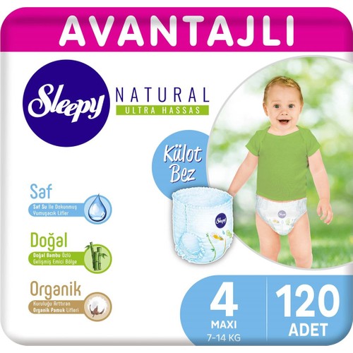 Sleepy Natural Avantajlı Külot Bez 4 Numara Maxi 120 Adet