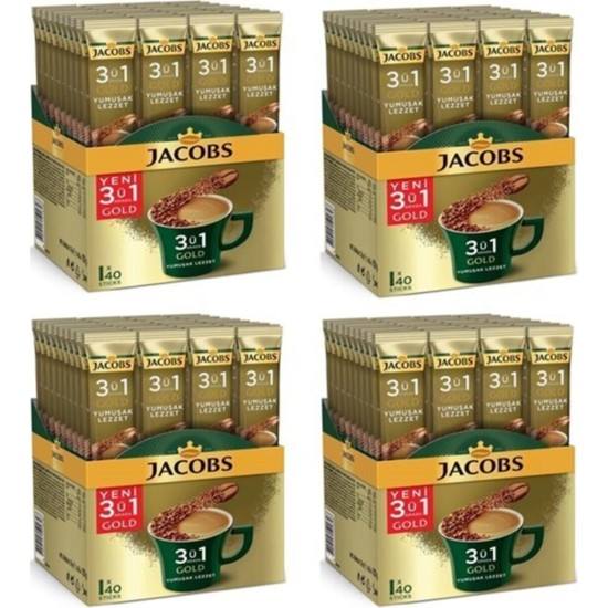 Jacobs 3ü1 Arada Gold Yumuşak Lezzet 40LI x 18 gr x 4 Kutu