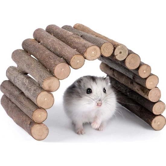 Alyones Doğal Ahşap Çubuklu Köprü - Hamster Fare Sıçan Kemirgenler Oyuncağı