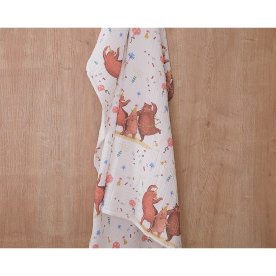 Müslin Bebek Örtüsü 4 Kat Hayvan Desenli Fiyatı