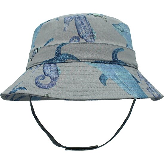 Yuekeda Okyanus Tarzı Çocuk Güneş Koruyucu Balıkçı Şapkası Beden S 54-56CM Gri (Yurt Dışından)