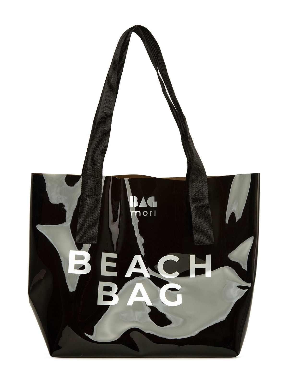 Bagmori Siyah Beach Bag Baskılı Şeffaf Plaj Çantası