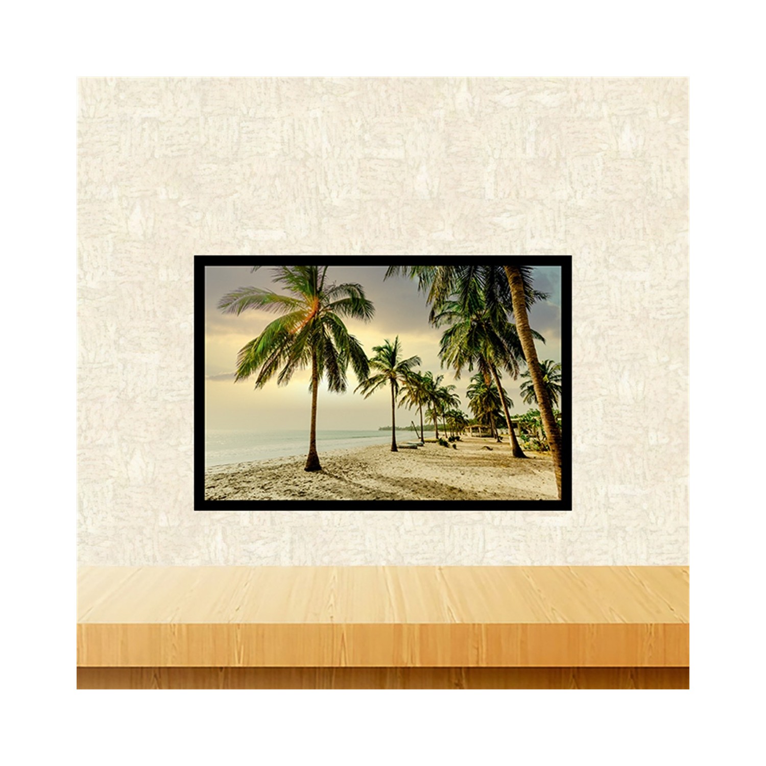 Deniz Kenarı ve Palmiyeler Tasarımlı 2030 cm Retro Ahşap Fiyatı