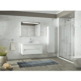 Alfa Banyo Avant Garde Boy Dolaplı Lüx lavabolu banyo dolabı Beyaz (100+35) 135 cm