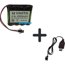 Bataryapil 4.8V 2600MAH Varta Pilli Oyuncak Araba Pili Siyah Soket + USB Şarj Cihazı