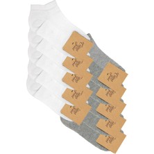 CF Colour Feet 10'lu Paket Beyaz-Gri Pike Örgü Patik Çorap