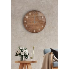 Saban Çap 27cm - Koyu Ahşap Dekoratif - Cam Duvar Saati