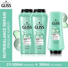 Gliss Nutribalance Şampuan 500 Ml X2 Adet + Saç Kremi 360 Ml