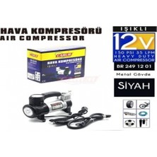 Carub Hava Kompresörü 12 V Metal LED Işıklı Siyah