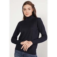 Trist Star Kadın Lacivert %100 Organik Pamuk Balıkçı Yaka Triko Kazak TRIST-6103