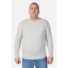 Trist Star Büyük Beden GRI Pamuklu Erkek Kazak Bisiklet Yaka Günlük Kullanım İçin