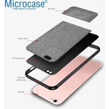 Microcase iPhone Se 2022 Fabrik Serisi Kumaş ve Deri Desen Kılıf - Gri