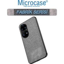 Microcase Huawei P50 Pro Fabrik Serisi Kumaş ve Deri Desen Kılıf - Gri