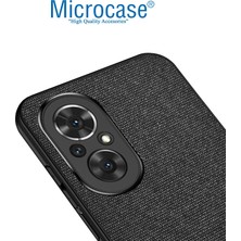 Microcase Honor 50 Se Fabrik Serisi Kumaş ve Deri Desen Kılıf - Siyah