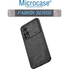 Microcase Xiaomi Poco X4 Pro 5g Fabrik Kumaş ve Deri Desen Kılıf - Siyah