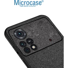 Microcase Xiaomi Poco X4 Pro 5g Fabrik Kumaş ve Deri Desen Kılıf - Siyah