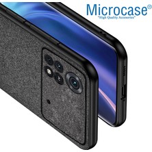 Microcase Xiaomi Poco X4 Pro 5g Fabrik Kumaş ve Deri Desen Kılıf - Siyah