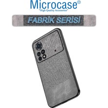 Microcase Xiaomi Poco X4 Pro 5g Fabrik Kumaş ve Deri Desen Kılıf - Gri