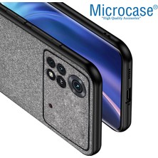 Microcase Xiaomi Poco X4 Pro 5g Fabrik Kumaş ve Deri Desen Kılıf - Gri