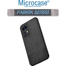 Microcase Xiaomi 12 Fabrik Kumaş ve Deri Desen Kılıf - Siyah