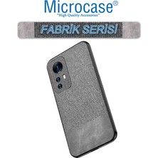 Microcase Xiaomi 12 Fabrik Kumaş ve Deri Desen Kılıf - Gri