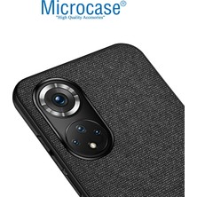 Microcase Huawei Nova 9 Fabrik Kumaş ve Deri Desen Kılıf - Siyah