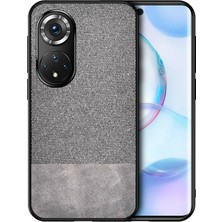 Microcase Huawei Nova 9 Fabrik Kumaş ve Deri Desen Kılıf - Gri