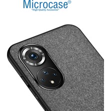 Microcase Huawei Nova 9 Fabrik Kumaş ve Deri Desen Kılıf - Gri