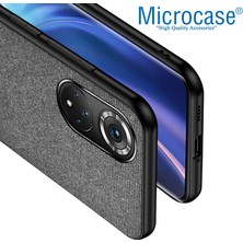 Microcase Huawei Nova 9 Fabrik Kumaş ve Deri Desen Kılıf - Gri