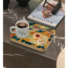 BK Kişiye Özel Doğal Ahşap Sunum Tabağı ve Türk Kahvesi Fincanı Hediye Seti - Model 3