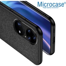 Microcase Huawei P50 Pro Fabrik Serisi Kumaş ve Deri Desen Kılıf - Siyah