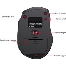 Peighusill T67 Ergonomik Abs 6 Düğmeli Sessiz Tasarım Bluetooth Uyumlu Kablosuz Fare - Siyah (Yurt Dışından)