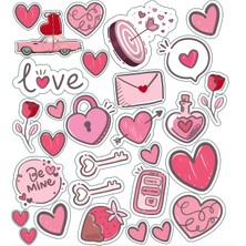 Gg Genç Girişimci Sticker Love - 46 Adet - Farklı Ebatlarda (Pembe)