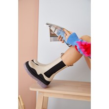 Nilufarr Gloria Bej Hakiki Deri Kalın Tabanlı Kadın Bot