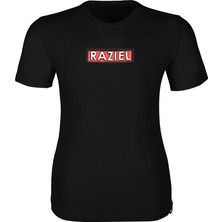 Razıel Oversıze  Kabartma Işaret Baskılı Siyah T-Shirt