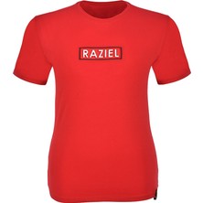 Razıel Oversıze  Kabartma Amblem Baskılı Kırmızı T-Shirt