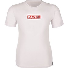 Razıel Oversıze  Kabartma Amblem Baskılı Beyaz T-Shirt