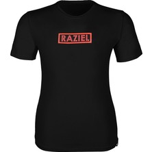 Razıel Oversıze  Çivili Amblem Baskılı Siyah T-Shirt