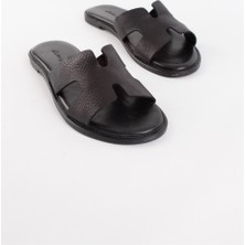 Nilufarr Helen Siyah Hakiki Deri Kadın Terlik