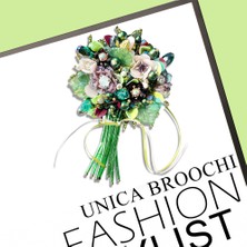 Unica Brooche Yeşil Çiçek Buketi Broş