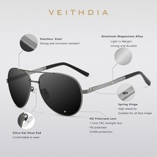 Veithdia Erkek Güneş Gözlüğü - Polarize UV400 Lens (Yurt Dışından)