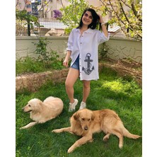 Modalia Çapa Desenli Beyaz Gömlek