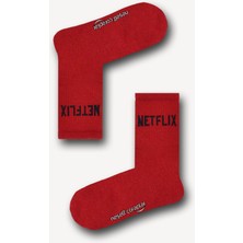 Neşeli Çoraplar Kırmızı Netflix Desenli Renkli Kadın Çorap