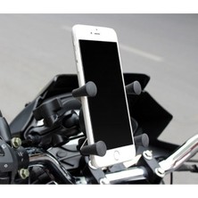 Motospartan S001 Usb Şarj Soketli Evrensel Motosiklet Telefon Tutucu, Kıskaçlı, Metal Aparatlı Ayna Bağlantı