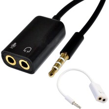 Aux 3.5mm Jack Ses Adaptör Mikrofon Kulaklık Çevirici Kablo