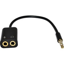 Aux 3.5mm Jack Ses Adaptör Mikrofon Kulaklık Çevirici Kablo