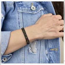 Seven Art Jewelry Doğal Taş Kan Taşı Slim Silindir Bileklik Unisex Bileklik