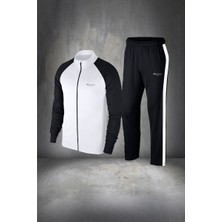 Poseidon Storm Büyük Beden Erkek Beyaz Supra Penye Kumaş Mevsimlik Eşofman Seti (4xl- 10XL)